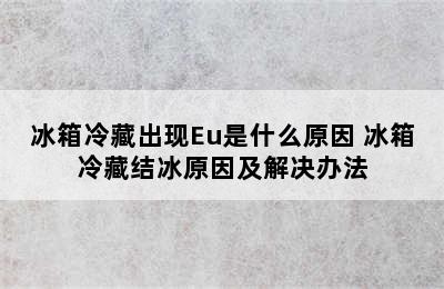 冰箱冷藏出现Eu是什么原因 冰箱冷藏结冰原因及解决办法